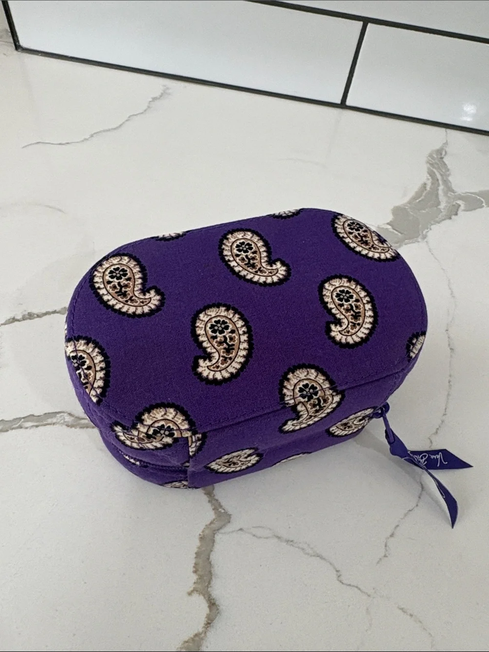 Vera Bradley Purple Paisley Quilted Jewelry Travel Hard Case